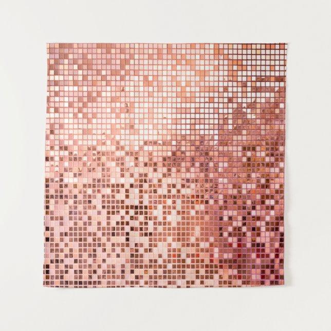 Tapete De Parede Pink rose gold square mosaic tiles for texture bac (Frente)