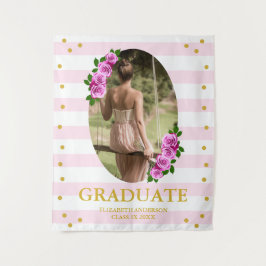 Tapete De Parede Pink Roses Striped Graduation Brunch