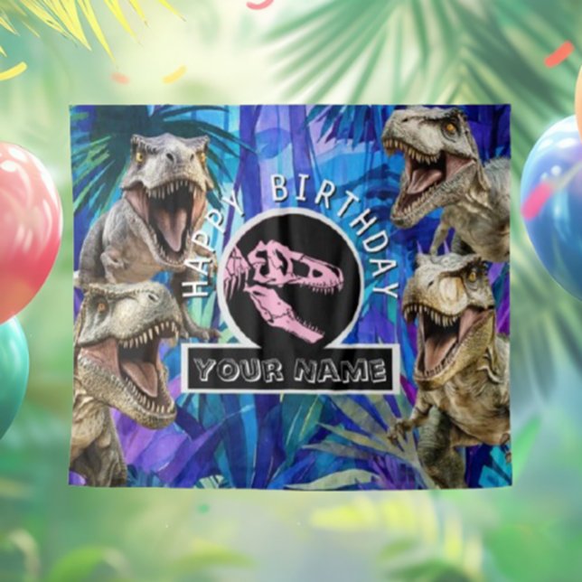 Tapete De Parede Pink T rexedo Fundo da selva (Perfect for parties or photo ops, this vibrant design will leave everyone in awe. Dive into adventur)