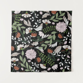 Tapete De Parede Pintadas Mãos Antigas Flores De Engrenagem