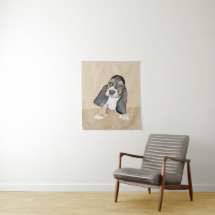 Tapete De Parede Pintado de Cachorro Basset - Arte Cachorro Origina