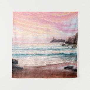 Tapete De Parede pintura a óleo do lindo pôr do sol roxo sobre o o