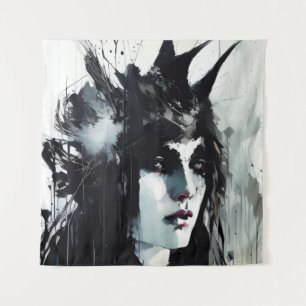 Tapete De Parede Pintura a tinta preta da deusa