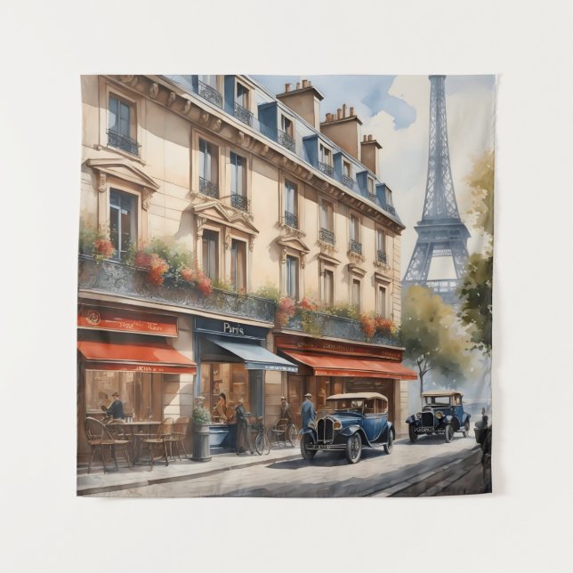 Tapete De Parede Pintura aquosa de Paris (Frente)