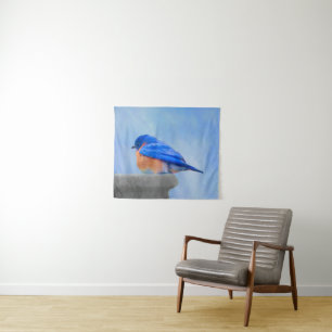 Tapete De Parede Pintura Bluebird - Arte Original para Pássaros