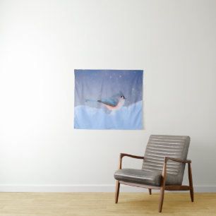 Tapete De Parede Pintura com Titmouse Tufado - Arte original com Av