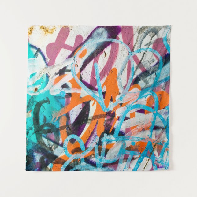 Tapete De Parede Pintura concreta, feita de penas, vestida e danifi (Frente)