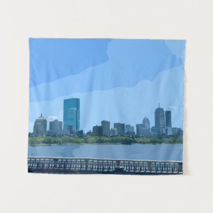 Tapete De Parede Pintura da Silhueta de Boston Rio Charles