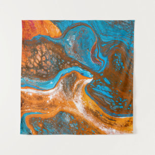 Tapete De Parede Pintura de abstrato azul e castanho