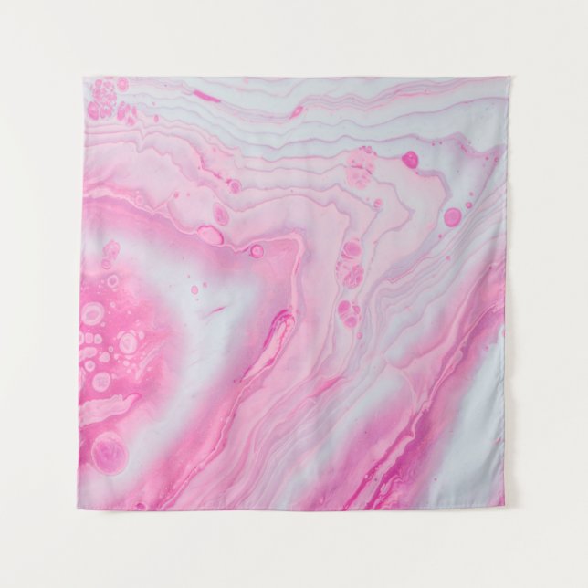 Tapete De Parede Pintura de abstrato branco e rosa (Frente)