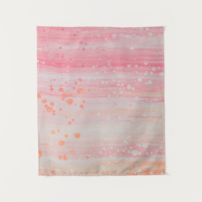 Tapete De Parede Pintura de abstrato branco e rosa (Frente)