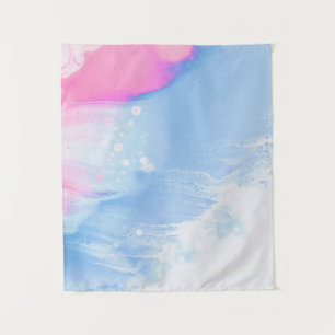 Tapete De Parede Pintura de abstrato cor branca e rosa azul