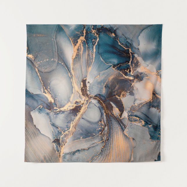 Tapete De Parede Pintura de abstrato fluido de luxo a tinta alcoóli (Frente)