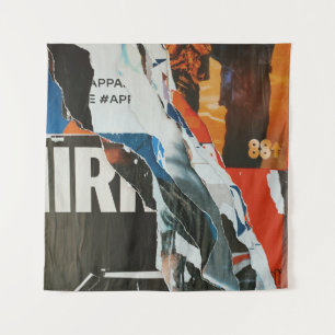 Tapete De Parede Pintura de abstrato preto branco e laranja