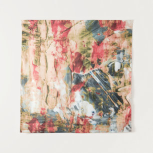 Tapete De Parede Pintura de abstrato vermelho branco e amarelo