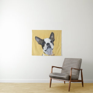 Tapete De Parede Pintura de Boston Terrier - Arte de Cachorro Origi