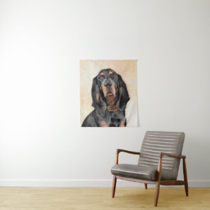 Tapete De Parede Pintura de Contorno Preto e Tan - Arte Original pa