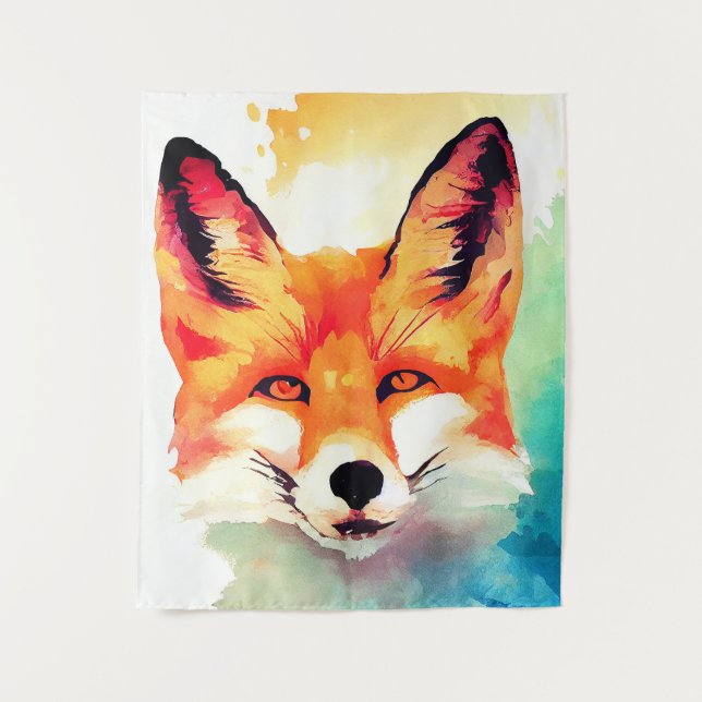 Tapete De Parede Pintura de Cor Animal da Fox Selvagem Vermelha (Frente)
