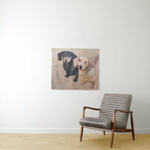 Tapete De Parede Pintura de Dachshund (Liso) - Arte Original de Cac