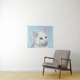 Tapete De Parede Pintura de Gatos Brancos - Arte de Gato Original B