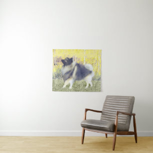 Tapete De Parede Pintura de Keeshond Aspen - Arte de Cachorro Origi