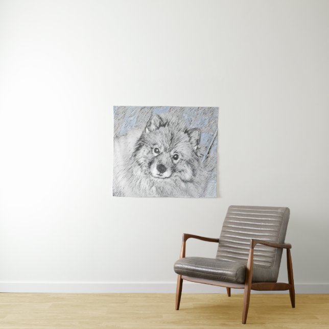 Tapete De Parede Pintura de Keeshond Beth - Arte de Cachorro Origin (In Situ (Horizontal))