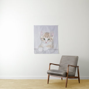 Tapete De Parede Pintura de Kitten Orange Tabby - Arte Original par