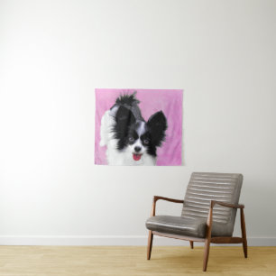 Tapete De Parede Pintura de Papillon (Branco e Preto) - Arte Canina