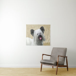Tapete De Parede Pintura de Skye Terrier - Arte de Cachorro Origina
