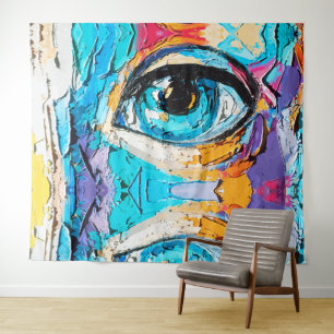 Tapete De Parede Pintura Digital Abstrata a Óleo de Olhos Bonitos