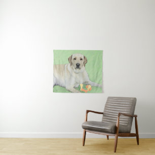 Tapete De Parede Pintura do Labrador Retriever Amarelo & Bolas de T