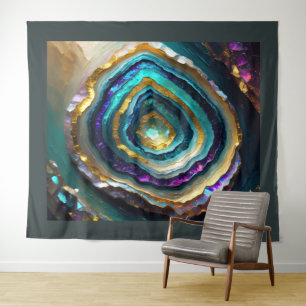 Tapete De Parede Pintura Dourada do Ametist Roxo Azul