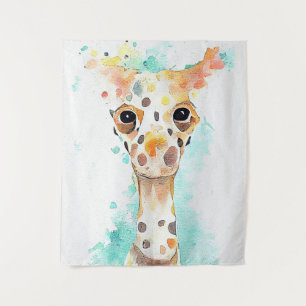 Tapete De Parede Pintura em Aquarela de Giraffe Wild Animal Nature