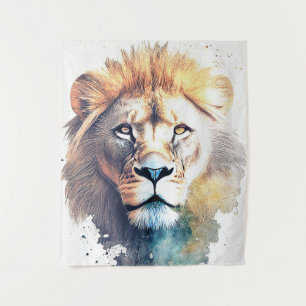 Tapete De Parede Pintura em Aquarela de Leão Selvagem Animal