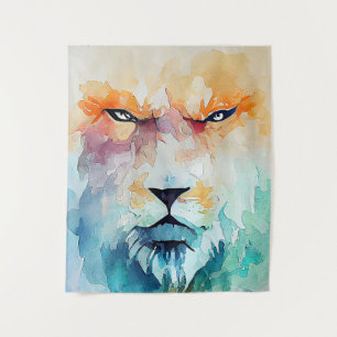 Tapete De Parede Pintura em Aquarela de Leão Selvagem Animal