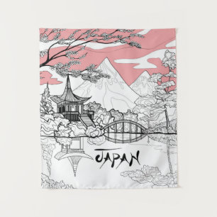 Tapete De Parede Pintura em Linha do Templo Lake Mountain