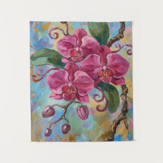 Tapete De Parede Pintura Floral de Orquídea Rosa