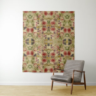 Tapete De Parede Pintura Floral Vitoriana Vintage Roteiro Efêmero
