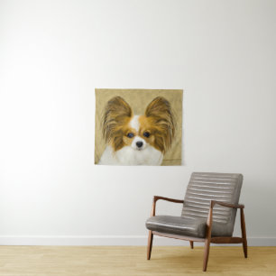 Tapete De Parede Pintura Papillon (Hound Tri) - Arte Original de Ca