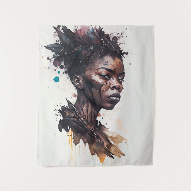 Tapete De Parede Pintura Por Aquarela, Lindas Mulheres Africanas (Frente)