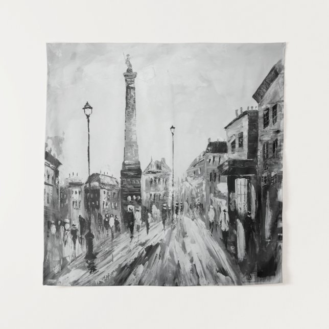 Tapete De Parede Pinturas artísticas negras e brancas. (Frente)