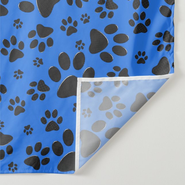 Tapete De Parede Pinturas de cães Bolinhas preto e branco em azul-t (Detalhe)