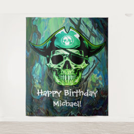 Tapete De Parede Pirata Caveira Aniversário Capitão Jack fundo