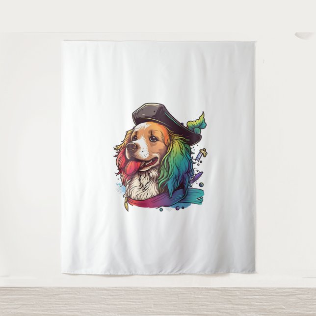 Tapete De Parede Pirata de Cachorro do Retriever do ouro (Frente)