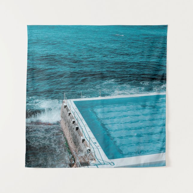 Tapete De Parede Piscina perto do mar (Frente)