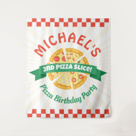 Tapete De Parede Pizza Party Birthday Backdrop Sinal