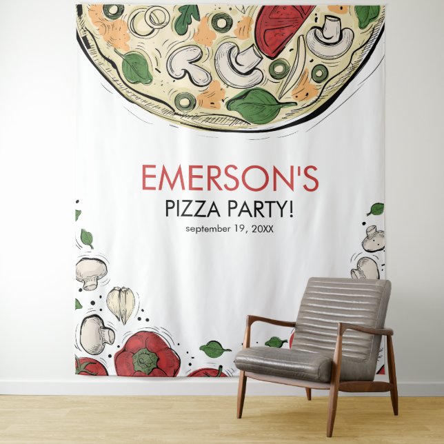 Tapete De Parede Pizza Party Birthday Foto Backdrop (In Situ)
