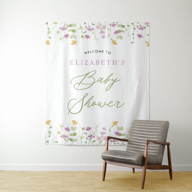 Tapete De Parede Placa de Boas-Vindas Amarela Rosa com Aquarela Ver (In Situ)