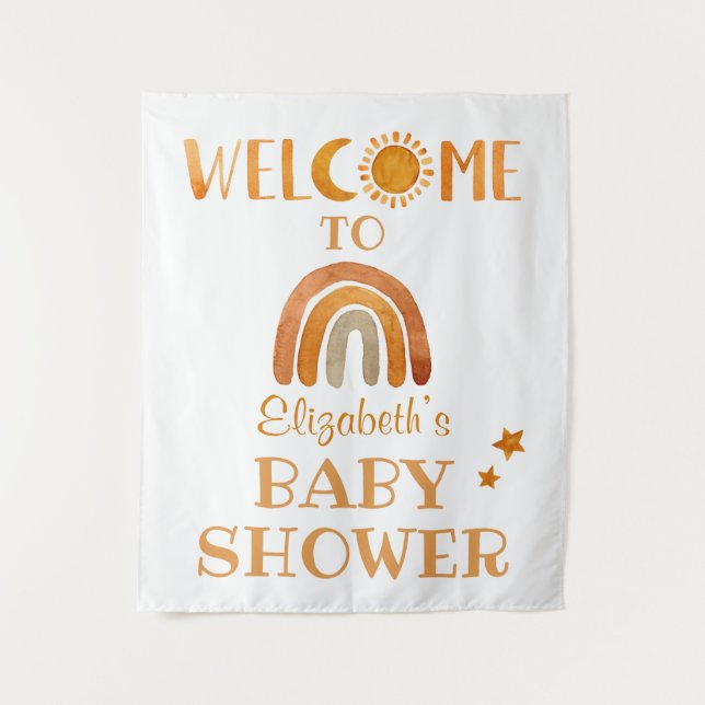 Tapete De Parede Placa de boas-vindas boho em aquarela única (Frente)