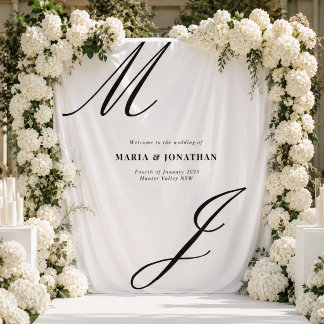 Tapete De Parede Placa de Boas-Vindas de Casamento Preto e Branco M